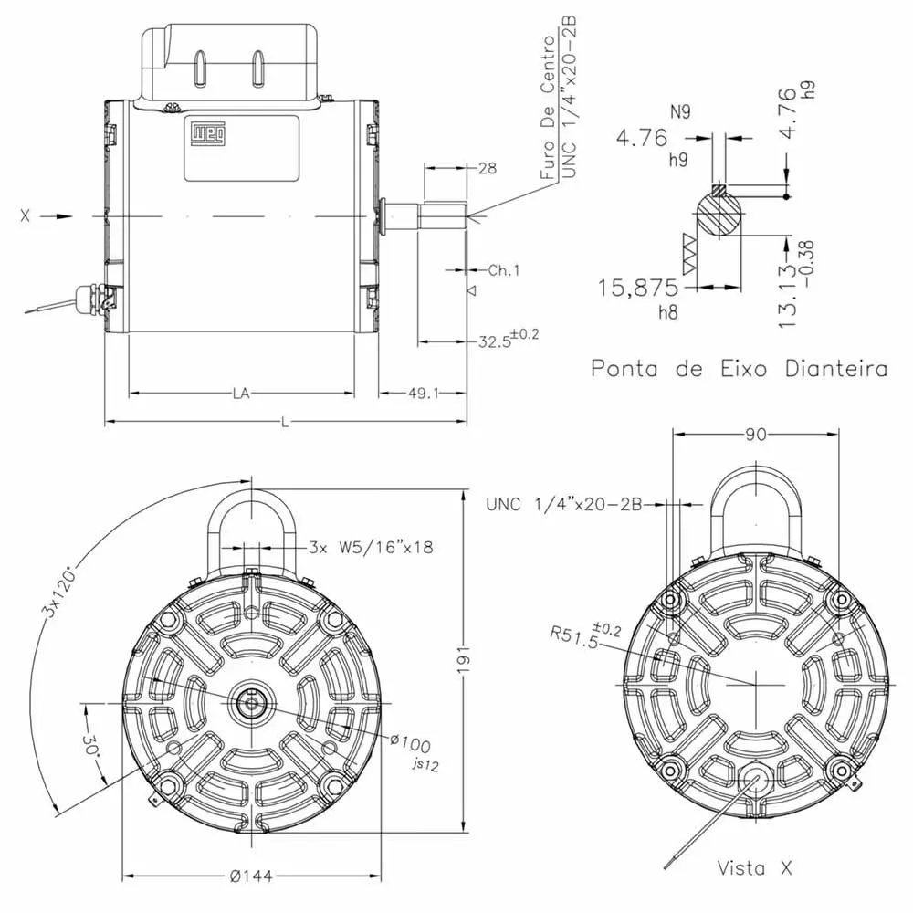 Motor Monofásico Ip54 1/2 Cv 6 Polos Aviário Weg